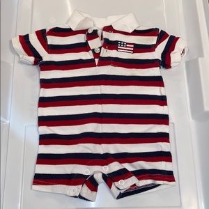 Infant sz 0-3mn red, white, & blue polo romper